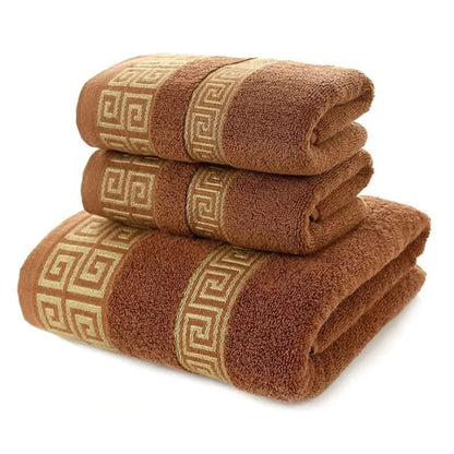 Conjunto de 3 Toalhas de Banho de Algodão // 2 Toalhas de Mão e Rosto 35x75 cm e 1 Toalha de Banho Grande 70x140 cm // Toalhas de Rosto, Toalhas de Presente