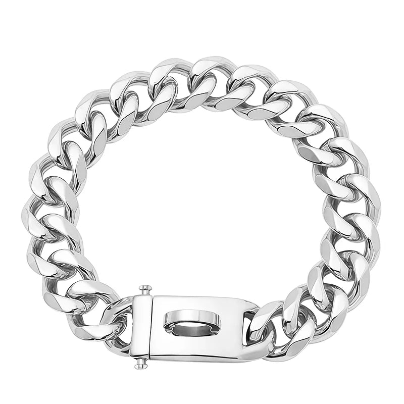 Coleira Dourada de Aço Inoxidável p/ Cães // Com 19 mm de Largura // Ideal p/ Cães de Porte Médio e Grande // Como Bulldog Francês, Labrador Retriever, etc