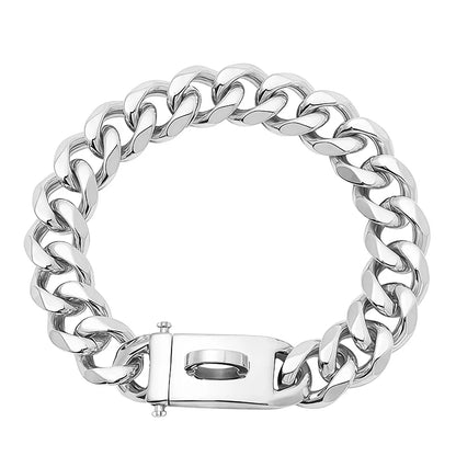 Coleira Dourada de Aço Inoxidável p/ Cães // Com 19 mm de Largura // Ideal p/ Cães de Porte Médio e Grande // Como Bulldog Francês, Labrador Retriever, etc