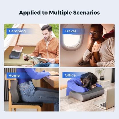 Travesseiro Inflável Ergonômico FLEXTAIL ZERO // Com Suporte Duplo p/ Viagem e Casa / Leve, Lavável e Ultrassilencioso