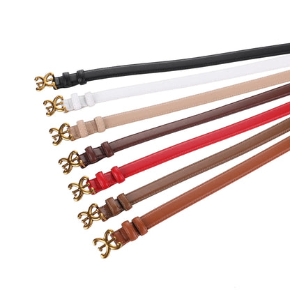 Cintos de Luxo Femininos // Elegantes e ModernosM // 1,8 cm // Cintos de Couro / Corpo // Fivela de Metal // Cabeça Adequada p/ Calças Sociais, Uso Casual