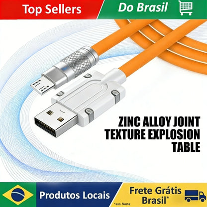Cabo USB Tipo-C de Silicone Líquido p Carregamento Super Rápido (120W/6A) // Com Suporte a PD 60W