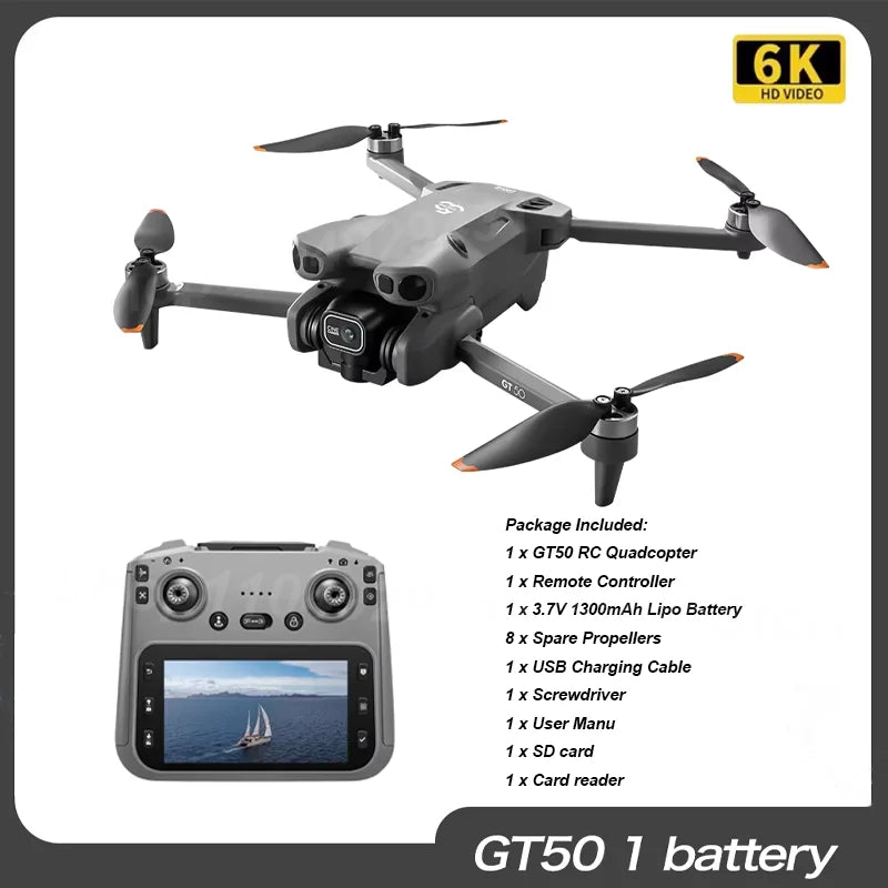 Drone RC GT50 PRO Original 2026 NOVO // Com Câmeras Duplas 8K HD, Wi-Fi, GPS // 20 minutos de Voo, Fotografia Aérea, Quadricóptero // Brinquedo de Controle Remoto