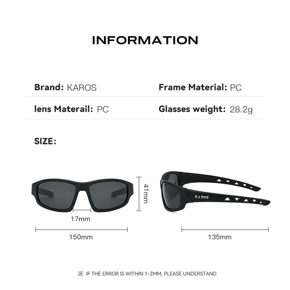Óculos de Sol Esportivos Polarizados KAROS Unissex // Antirreflexo e Inquebráveis // Ideais p/ Ciclismo, Corrida, Pesca e Direção, com Proteção UV400.