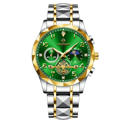Relógio de Pulso Masculino de Luxo PENGAGAR // Cronógrafo, À Prova d'água / Luminoso // Aço Inoxidável // Esportivo de Alta Qualidade // Relógios de Quartzo