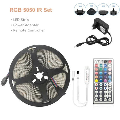 Fitas de LED RGB 12V, Fitas Adesivas p/ Áreas Internas // 5050, 5M, 10M, 15M // 30/60 LEDs por Metro // Cordão de Gelo, Decoração de Ambiente