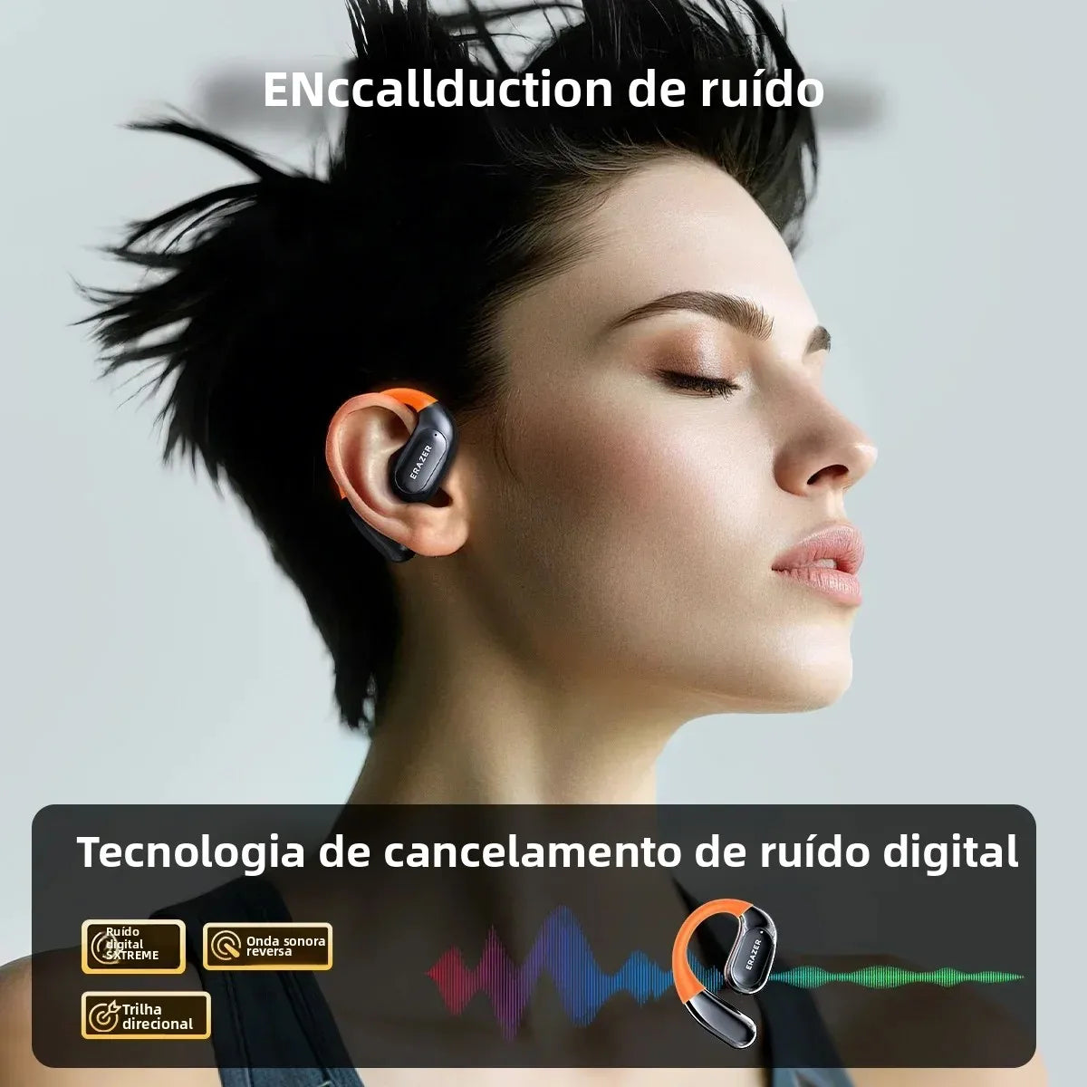 ERAZER XP15 Wireless Headphones Bluetooth 5.4 AI Translator Earbuds Glowing Earhook Upgraded LCD Touchscreen ENC Noise Reduction