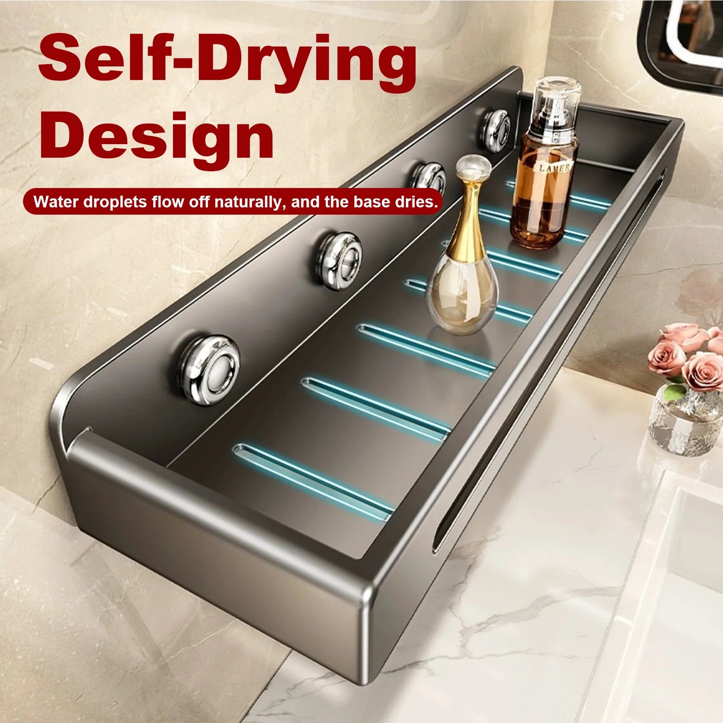 Suporte de Parede p/ Banheiro // Prateleira p/ Vaso Sanitário // Em Aço Inoxidável // Sem Necessidade de Furar // Organizador p/ Banheiro e Pia de Cozinha.