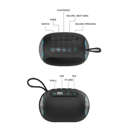 Caixa de Som Bluetooth Portátil Sem Fio p/ Esportes ao Ar Livre // XTUGA RGB Reprodutor de Áudio Portátil para Música // USB, Bluetooth, p/ Festas e Rádio