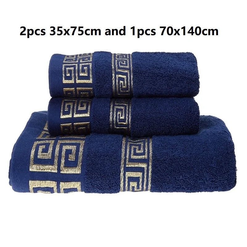 Conjunto de 3 Toalhas de Banho de Algodão // 2 Toalhas de Mão e Rosto 35x75 cm e 1 Toalha de Banho Grande 70x140 cm // Toalhas de Rosto, Toalhas de Presente