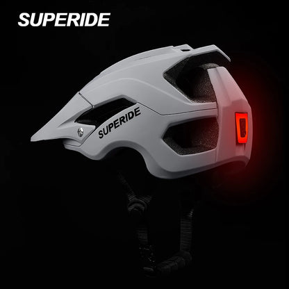 Capacete de Ciclismo SUPERIDE Unissex MTB // Com Luz Traseira Recarregável Integrada // Ultraleve // Para Ciclismo de Estrada e Montanha.