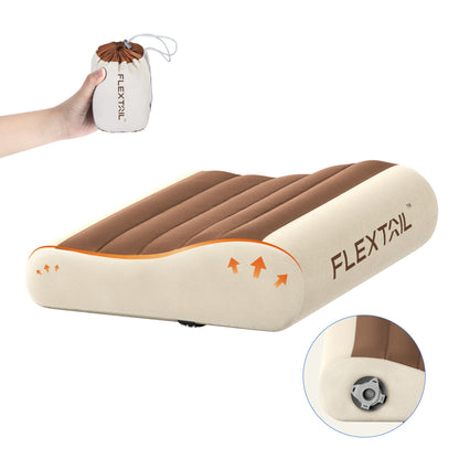 Travesseiro Inflável Ergonômico FLEXTAIL ZERO // Com Suporte Duplo p/ Viagem e Casa / Leve, Lavável e Ultrassilencioso