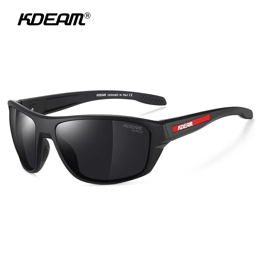 Óculos de Sol KDEAM All Black // Polarizados, Esportivos e de Alto Desempenho // Em TR90, c/ Estojo em Formato de Caveira // Categoria 3