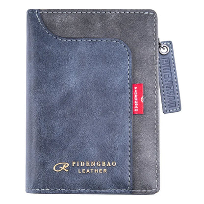 Carteira da Moda Masculina de Couro Sintético c/ Zíper Curto // Porta-Cartões Simples // Couro Macio // Clipe p/ Dinheiro // Porta-Moedas Retrô // Presentes p/ Estudantes