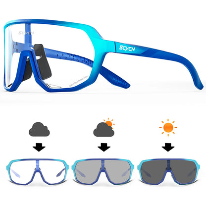 Óculos de Sol p/ Ciclismo Unissex p/ Caminhadas // Fotocromáticos SCVCN // Novos p/ Motociclismo, Bicicleta, Esportes ao Ar Livre // Proteção UV400