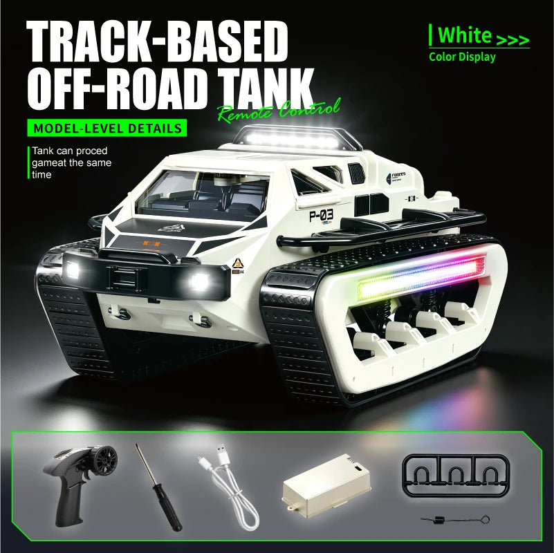 Brinquedo de Controle Remoto JJRC C8840 // Tanque Off-Road c/ Esteiras // Controle Proporcional, Realista, Capaz de Fazer Manobras (Empinar e Rotação 360°) // Ótima Opção de Presente