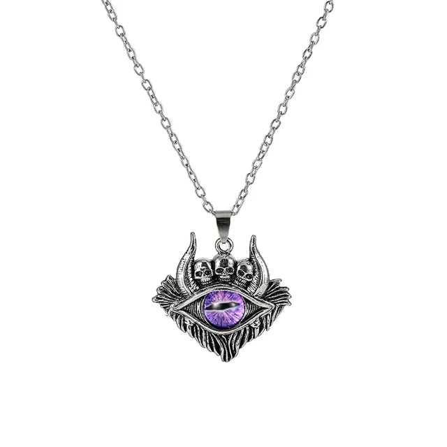Colar c/ Pingente // Força e Proteção // Unissex // Estilo Punk Retrô // Forma de Pentagrama Devil's Eye  // Colar de Metal não Ajustável // Joia da Moda p/ Presente.