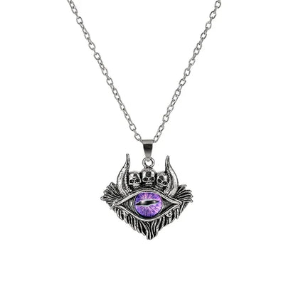 Colar c/ Pingente // Força e Proteção // Unissex // Estilo Punk Retrô // Forma de Pentagrama Devil's Eye  // Colar de Metal não Ajustável // Joia da Moda p/ Presente.