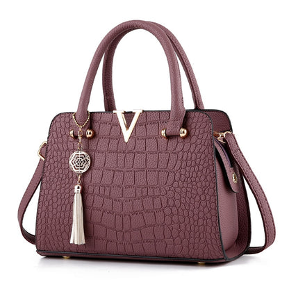 Bolsas Femininas Crocodilo de Alta Qualidade SAYINA // Bolsas Femininas com Alça Superior // Bolsa de Couro com Letras em V // Bolsa de Grife de Grande Capacidade 2023