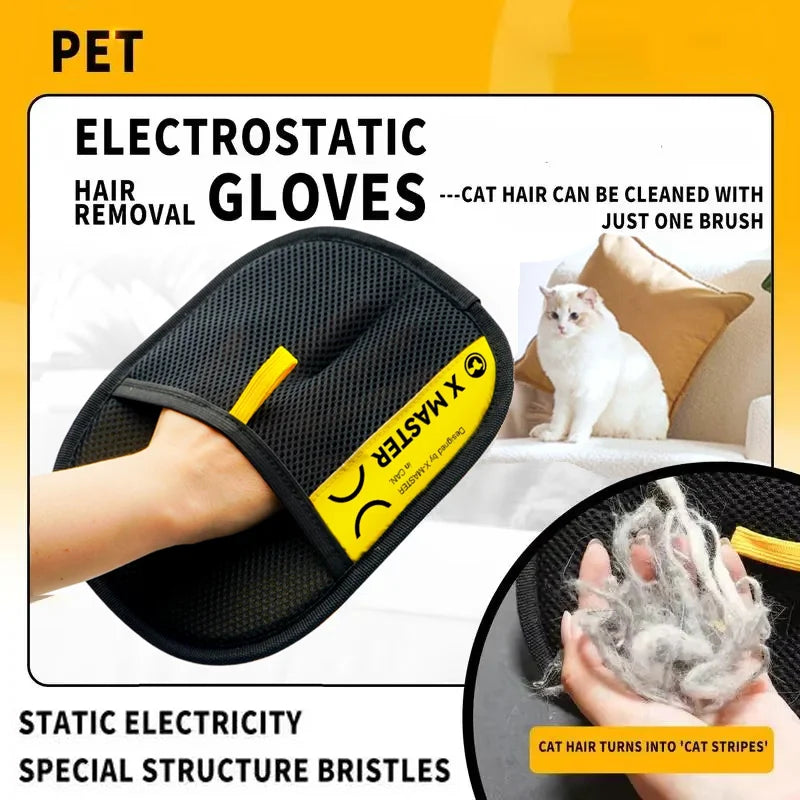Luvas Eletrostáticas p Remoção de Pelos de Animais de Estimação // Para Cães e Gatos // Reutilizáveis e Laváveis // Com Escova Removedora de pelos 2 em 1 // Seguras e Não Tóxicas