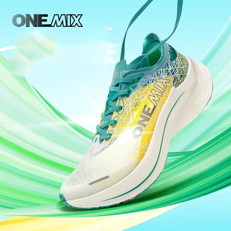 Tênis de Corrida ONEMIX Marathon Carbon Plate // Com Absorção de Choque // Calçado Esportivo Ultraleve c/ Tecnologia Rebound // Tênis Unissex p/ Atividades ao Ar Livre