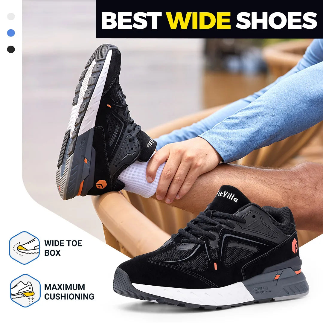 Tênis de Caminhada Masculino FitVille // Largo e Leve // Ideal p/ Pés Planos // Com Ajuste no Arco do Pé // Alívio da Dor no Calcanhar e Antiderrapante.