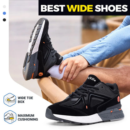 Tênis de Caminhada Masculino FitVille // Largo e Leve // Ideal p/ Pés Planos // Com Ajuste no Arco do Pé // Alívio da Dor no Calcanhar e Antiderrapante.