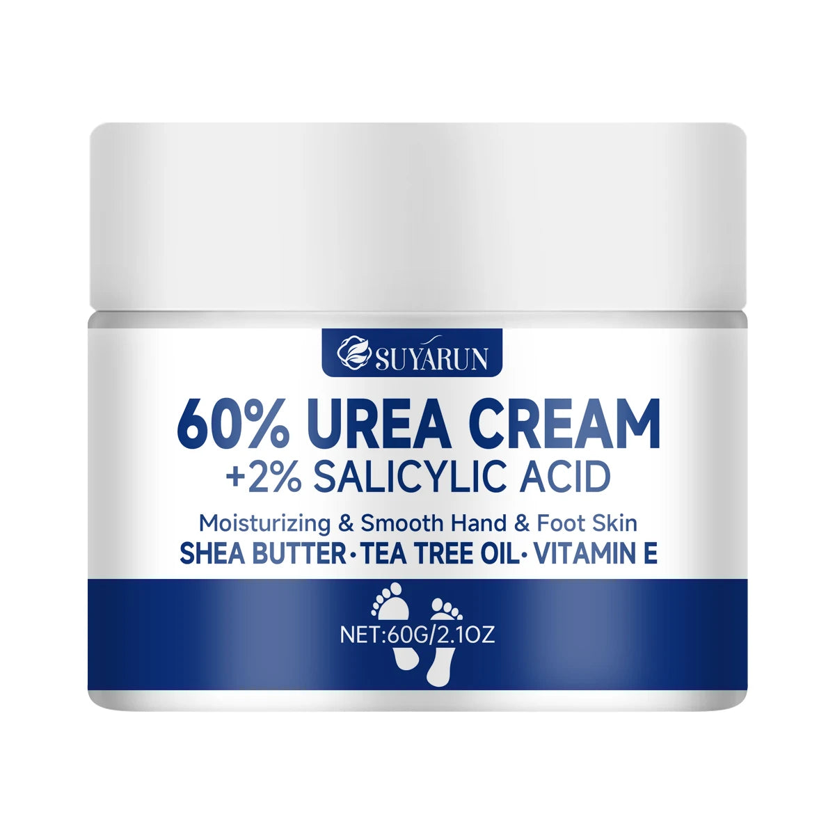 Creme p/ Pés SUYARUN 60% Ureia p/ Calcanhares Rachados e Pele Seca // Tratamento Hidratante Intensivo // Removedor de Calosidades // Cuidado p/ Pés Diabéticos.