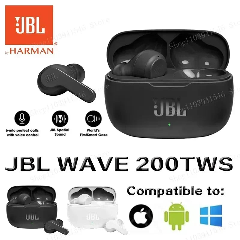 Características dos Fones de Ouvido JBL WAVE 200TWS // Fones True Wireless (sem fio) c/ Bluetooth 5.0 e Microfone // Ideais p/ Esportes (versão HK)
