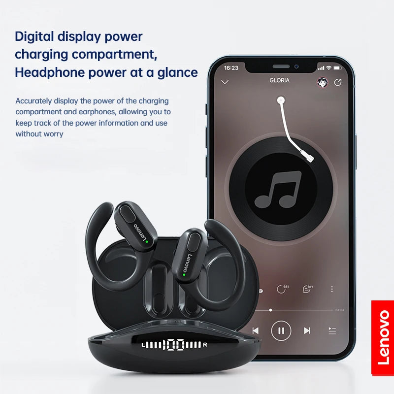 Fones de Ouvido Esportivos s/ Fio Lenovo XT80 Originais // Com Microfone // Display LED de Energia // Som Estéreo de Alta Fidelidade // Bluetooth 5.3 TWS