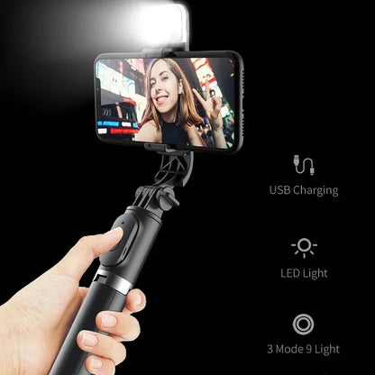 Xiaomi Mijia Selfie Stick 1045 mm s/ Fio Bluetooth // LED // Luz de Preenchimento // Tripé Estendido c/ Obturador Remoto p/ Celular Android, IOS