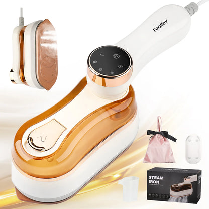 Ferro a Vapor Portátil, 1200W // Aquecimento em 15 Segundos // Rotação de 180° // Com Tela LCD (Branco)