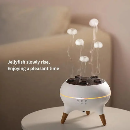 Umidificador de Ar Dinâmico Efeito Água-viva 250ml com Difusor de Óleos Essenciais // Controle Remoto e 7 Luzes Noturnas Coloridas // Ideal para Quartos
