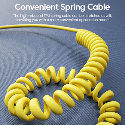 Cabo Espiral 4 em 1 c/ Carregamento Rápido PD (27W/65W) // USB Tipo C para Tipo C e Lightning // Para iPhone 15/16, Samsung e Xiaomi