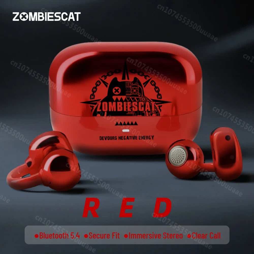 Fones de Ouvido Zombiescat B15 OWS c/ Clipe de Orelha // Som Estéreo Imersivo de 360° // Bluetooth 5.4, à Prova d'Água IPX4 // Para Esportes // TWS, s/ Fio.