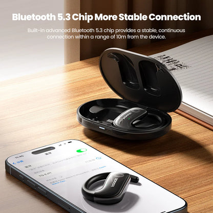 Fone de Ouvido s/ Fio Toocki EJ11 c/ Abertura // Bluetooth 5.3 OWS c/ Ganchos p/ Celular e Longa Espera // IPX5 Esportivo