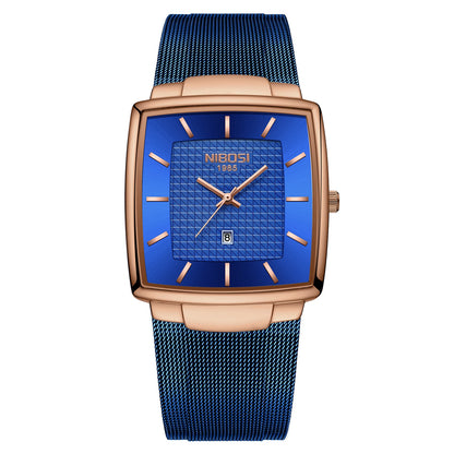 Relógios NIBOSI da Moda p/ Homens // Pulseira de Aço Inoxidável // Relógio Esportivo de Quartzo // Data Ultra Automática // Relógio Casual à Prova d'Água // Relógio Masculino