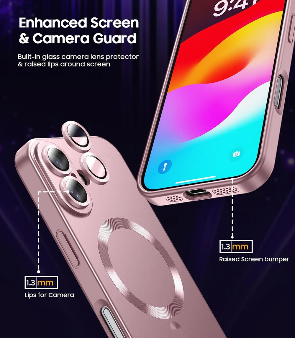 Capas p/ iPhone 16 Plus com Carregamento Magnético s/ Fio MagSafe e Proteção Traseira p/ a Câmera.