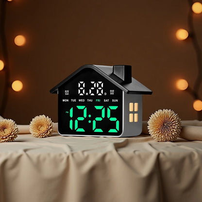 Relógio de Mesa Eletrônico c/ LED // Despertador Digital // Controle de Voz // Ajuste de Data e Dia da Semana // Ajuste de Brilho e Luz Noturna (Formato 12/24 Horas).
