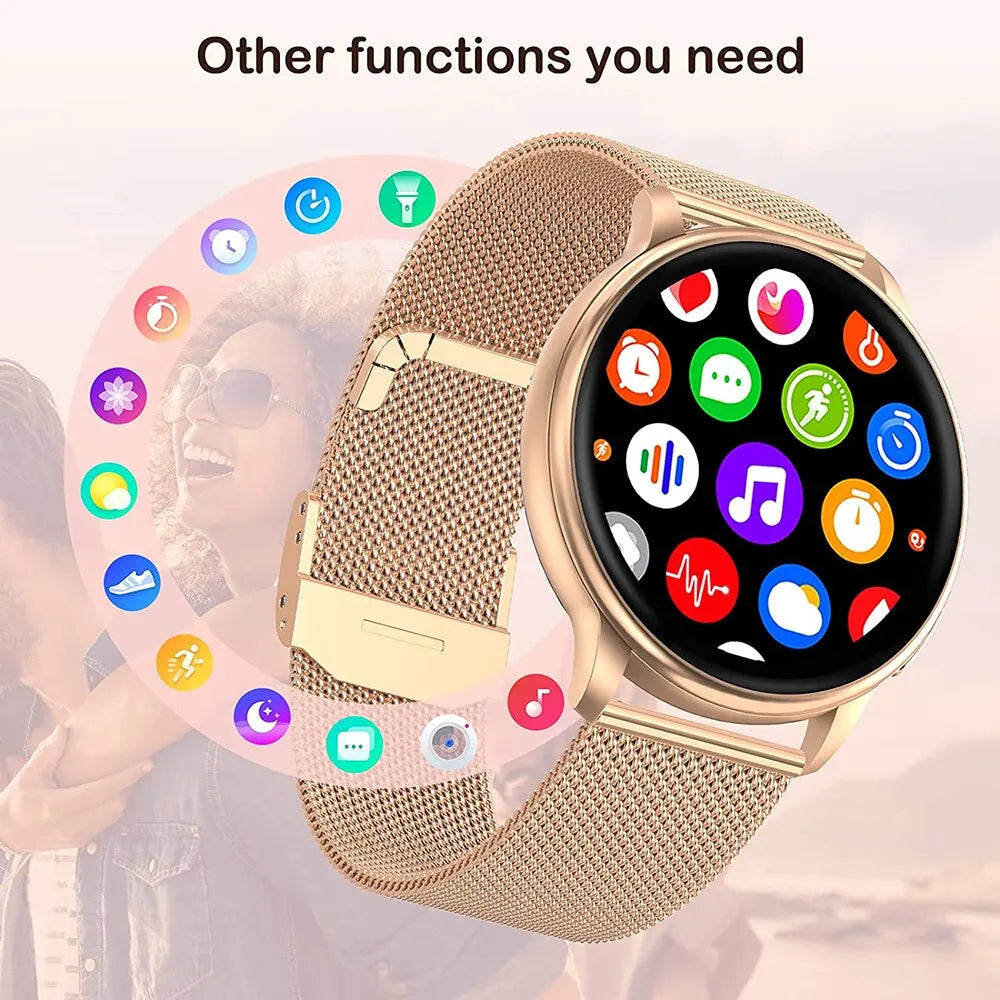 Smartwatch Feminino MEVADEN Y22 (1,32 polegadas) // Chamadas Bluetooth, Monitor de Saúde e Fitness