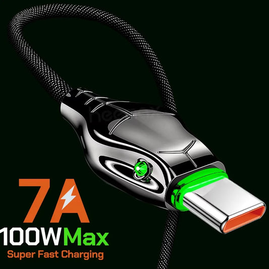 Cabo USB Tipo-C 7A 66W (100W p/ Honor 50 Pro) // Carregamento Rápido p/ Huawei P40 Pro, Samsung S22, Xiaomi e OPPO