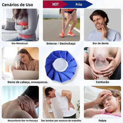 Bolsa de Gelo Reutilizável p/ Terapia Quente e Fria // Bolsa de Gelo em TPU à Prova de Vazamentos // Para Lesões Esportivas // Alívio da Dor, Inchaço, Entorses e Dores Musculares.