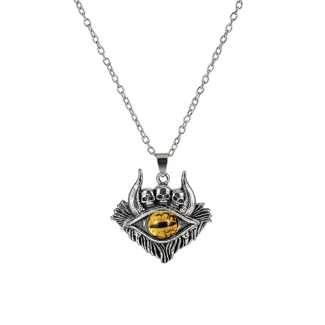 Colar c/ Pingente // Força e Proteção // Unissex // Estilo Punk Retrô // Forma de Pentagrama Devil's Eye  // Colar de Metal não Ajustável // Joia da Moda p/ Presente.