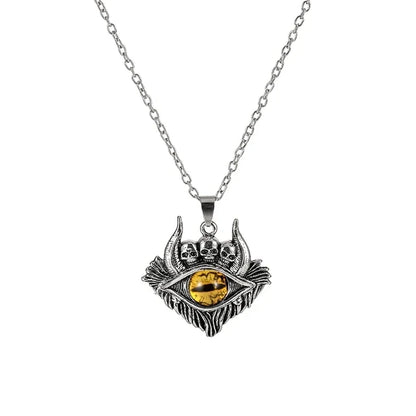 Colar c/ Pingente // Força e Proteção // Unissex // Estilo Punk Retrô // Forma de Pentagrama Devil's Eye  // Colar de Metal não Ajustável // Joia da Moda p/ Presente.