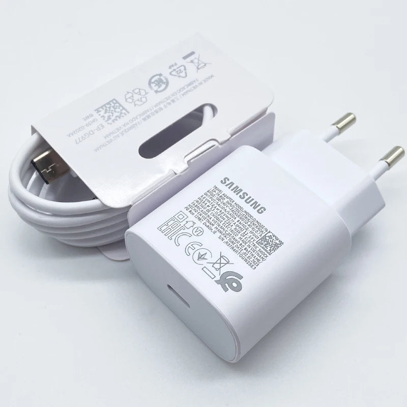 Carregador Samsung Original Super Rápido de 25W com USB Tipo C // Para Galaxy S24 S23 S20 S21 S22 Plus A54 A34, Flip e Fold 5 6 4
