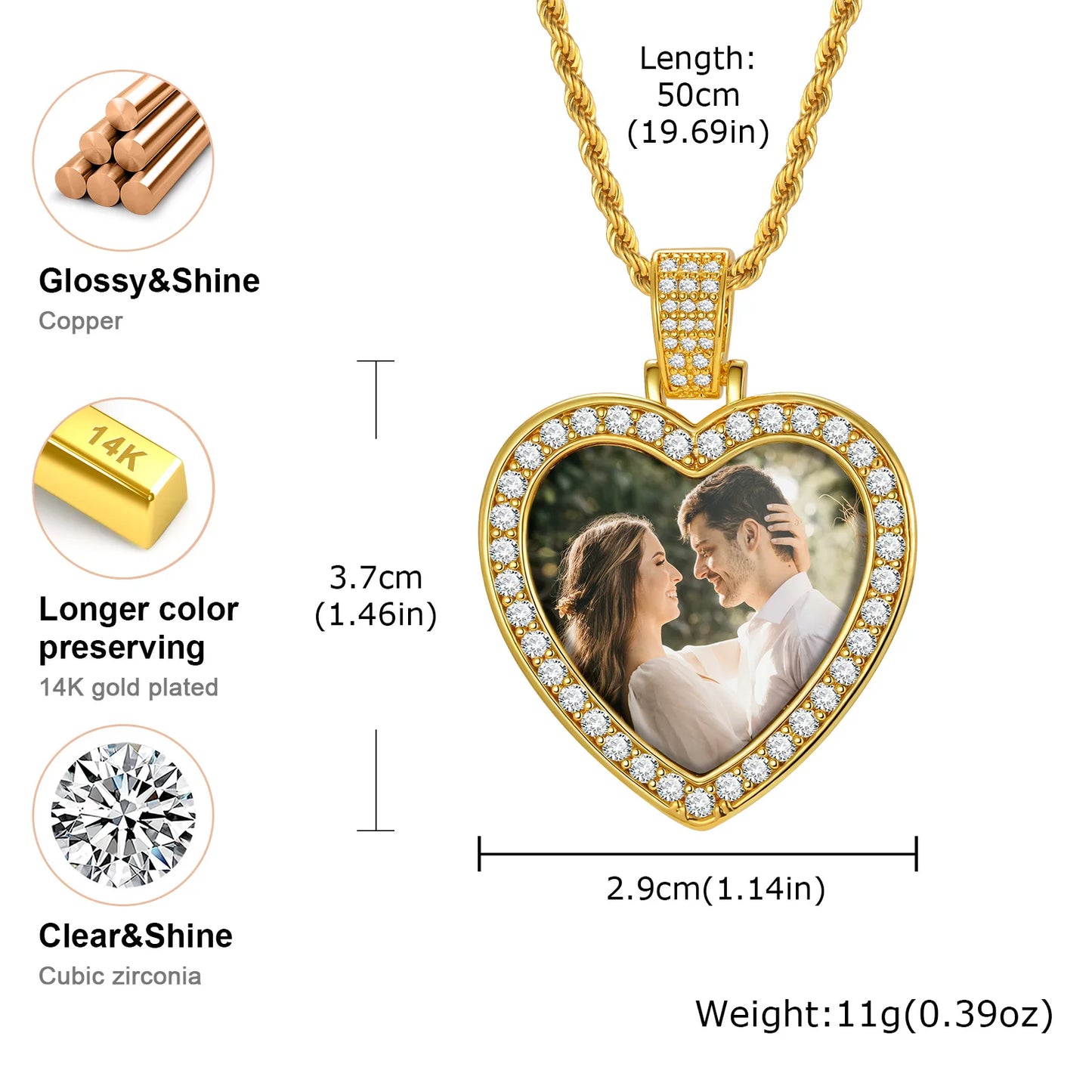 Colar Luxuoso c/ Pingente em Forma de Coração de Zircônia // Joias Femininas