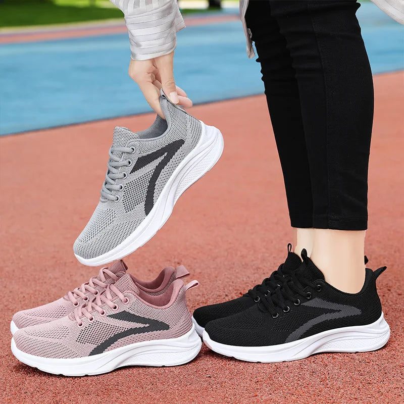 Tênis de Corrida 2024 Primavera/Outono/Verão // Novos Sapatos Femininos Mais Vendidos // Tamanho Grande // Sola Macia // Sapatos Esportivos Casuais para Mulheres