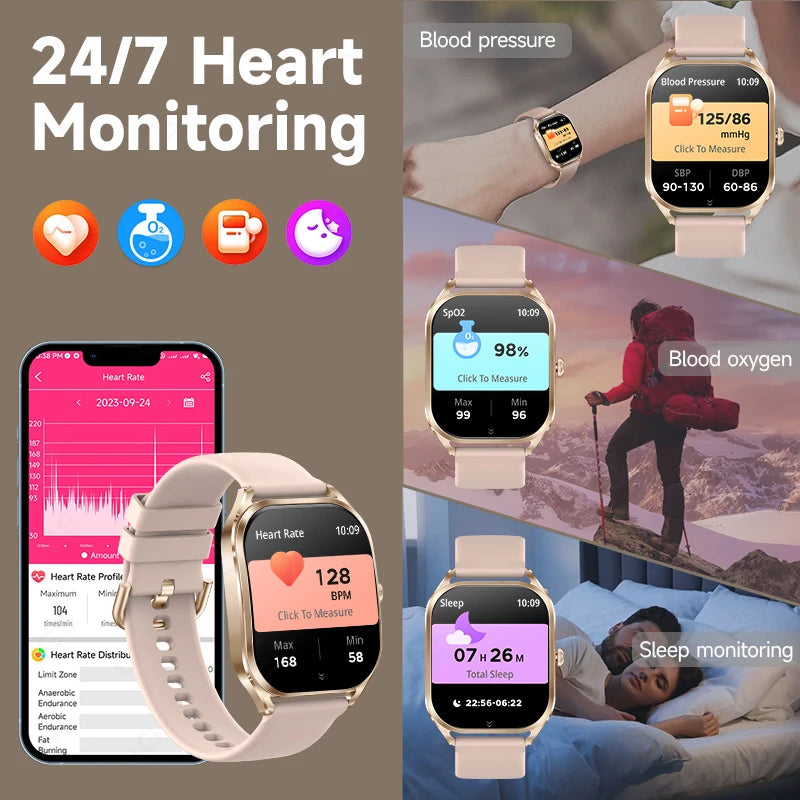 Smartwatch LIGE 2.01" 3D Tela Curva // Homens e Mulheres BT Call // Relógios Esportes Fitness/Saúde // À Prova D'Água // Música / Clima // Relógio Inteligente 2024