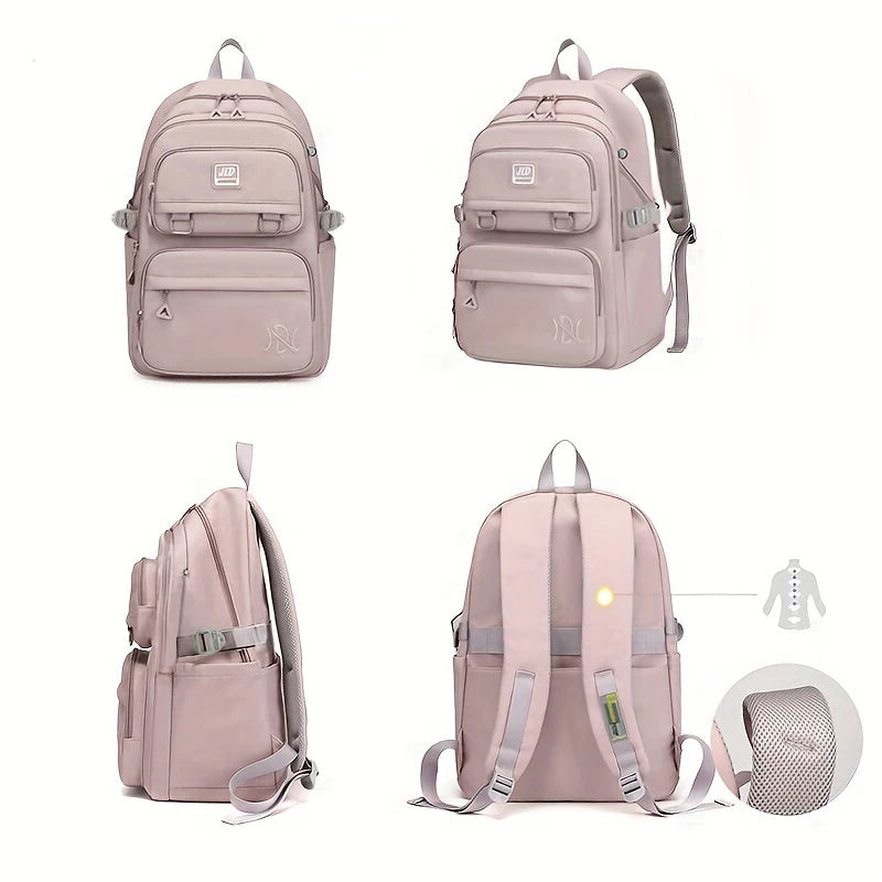 Mochila de Grande Capacidade para Estudantes // Casual, à Prova d'Água // De Nylon // Bolsa de Ombro Dupla, Fashion, p/ Viagem, Faculdade