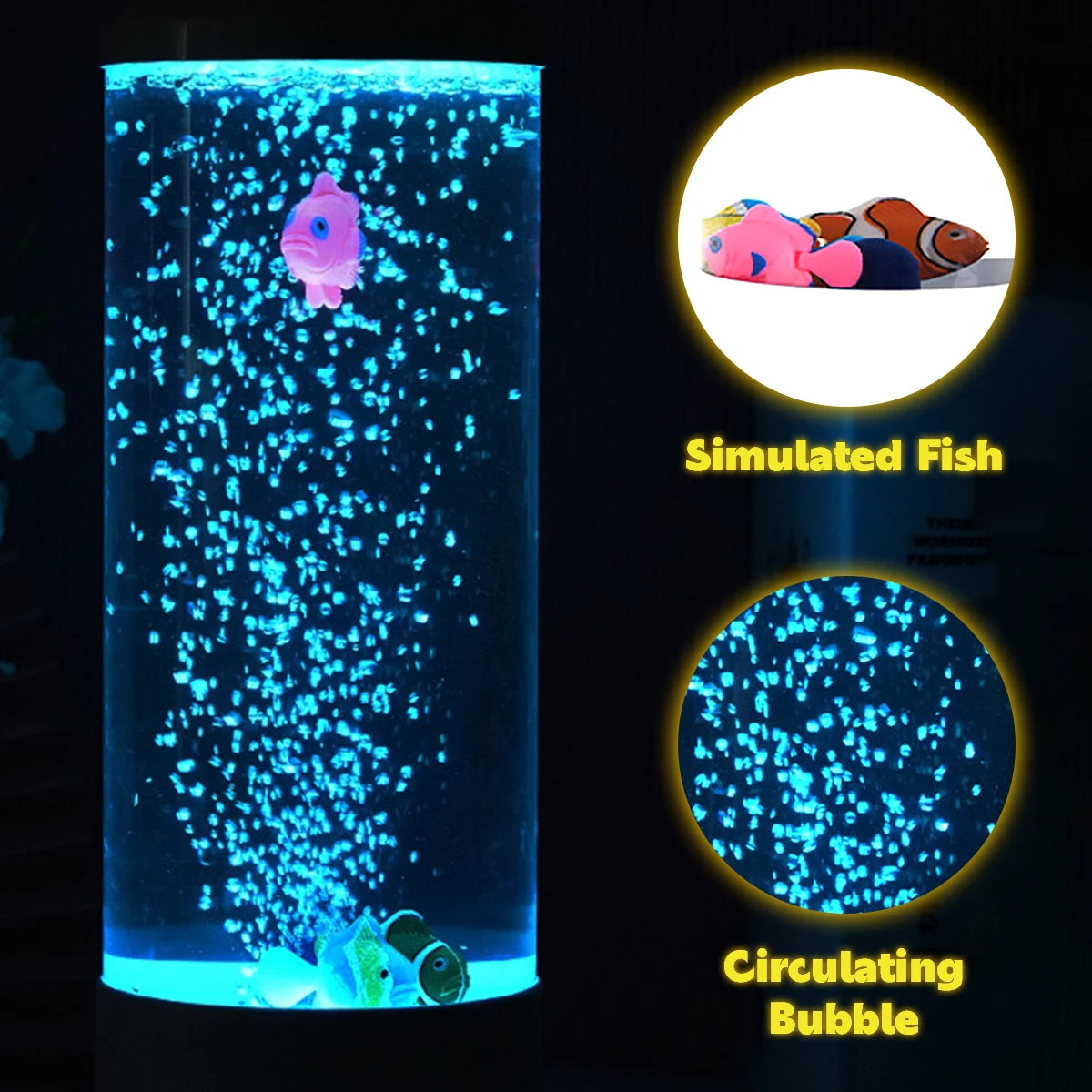 Kit de Lâmpada LED em Formato de Peixe para Aquário // Multicolorida, c/ Mudança de Cor // Luz Noturna Decorativa para Tanque de Aquário // Simulação de Peixes e Bolhas // Ideal para Casa, Escritório e Sala de Estar.